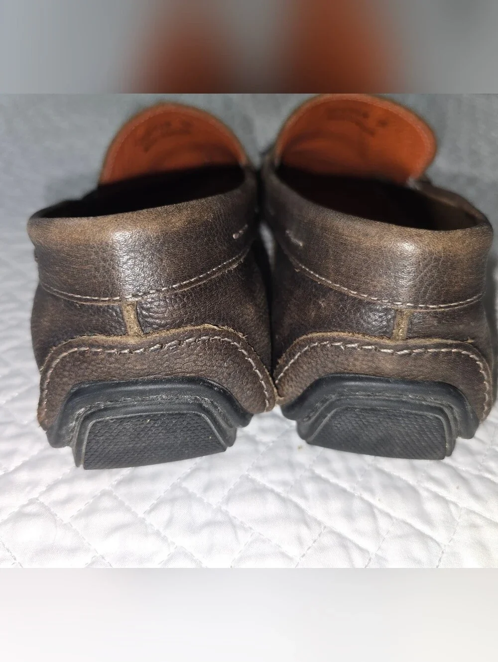 Martin Dingman Dark Brown Leather Bit Loafers with Red-Blue Accent